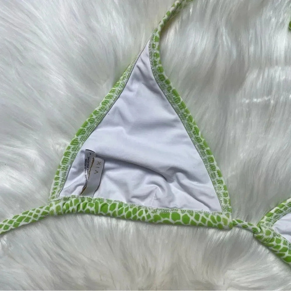 Vix by Paula Hermanny Neon Green White Spot Bikini Top Large Brazilian Swim - Picture 6 of 7